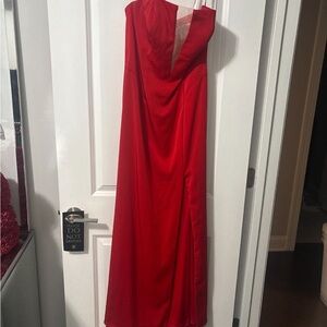 Jovani Strapless Red Gown